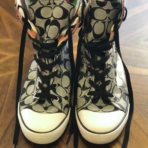 Multi-color Signature Booney High Top Sneakers 
Coach
Like new
No flaws